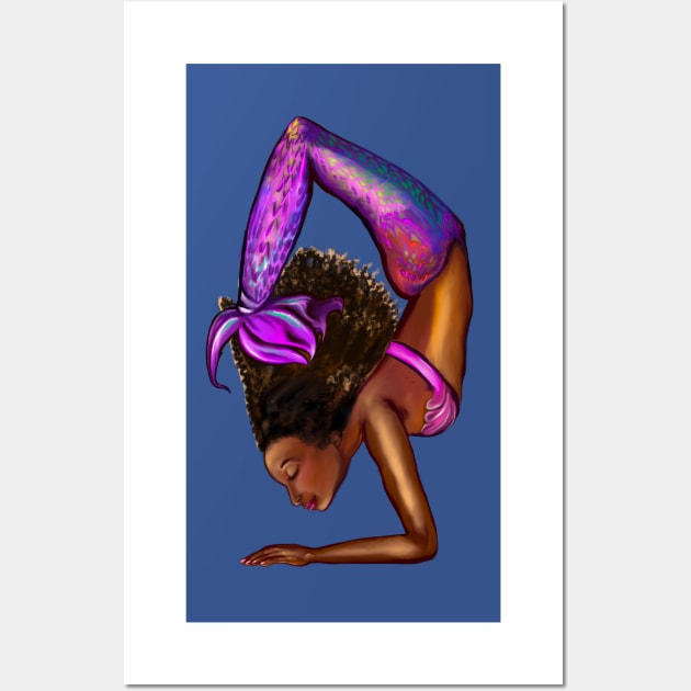 Mermaid handstand Coco the Magical rainbow mermaid doing an underwater handstand. Afro hair and caramel brown skin Wall Art by Artonmytee